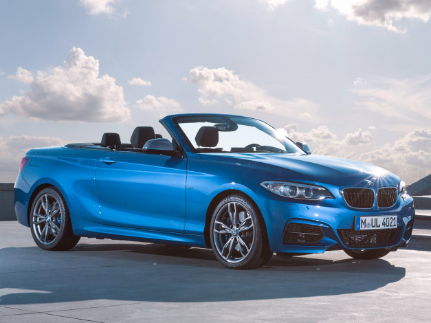 Обои картинки фото автомобили, bmw, синий, 2014г, f23, cabrio, m235i