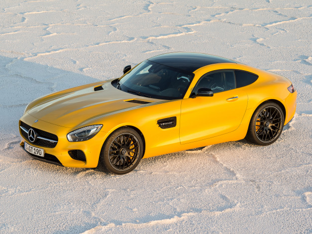 Обои картинки фото автомобили, mercedes-benz, mercedes-, amg, gt, 2014г, желтый