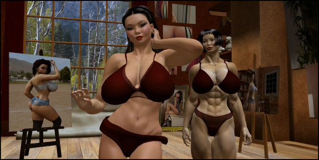 Обои картинки фото 3д графика, люди , people, девушки, картина, взгляд, окно