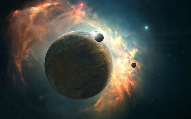 Обои картинки фото космос, арт, туманность, вселенная, звезды, планеты