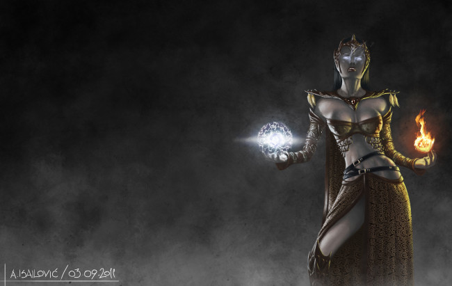 Обои картинки фото фэнтези, девушки, шары, магия, фон, девушка