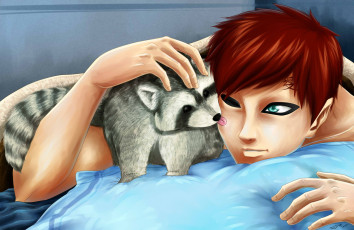 Картинка разное арты наруто арт гаара енот парень аниме