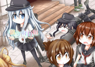 Картинка аниме kantai+collection девушки взгляд фон