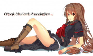 обоя аниме, ookami-san to shichinin no nakama-tachi, девушка, взгляд, фон