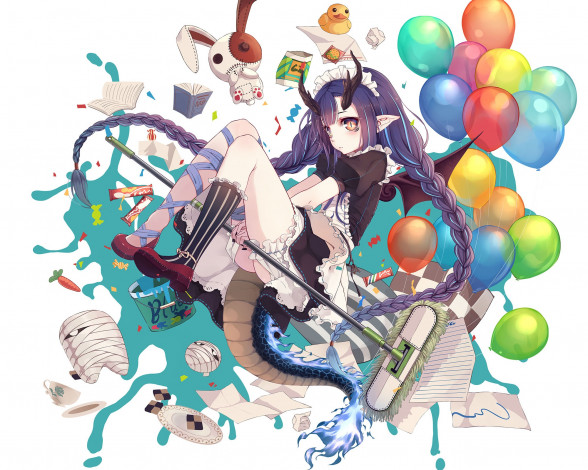 Обои картинки фото аниме, животные,  существа, существо, девушка, хвост