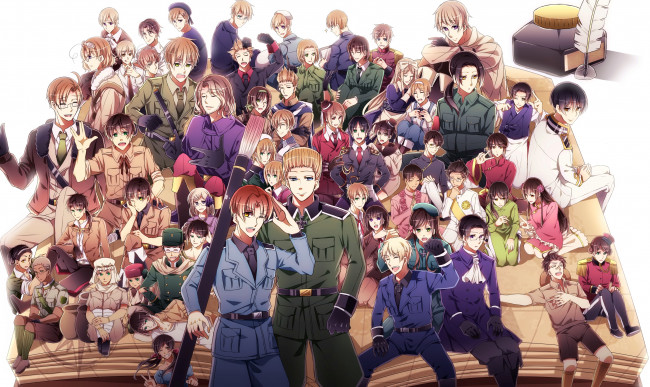 Обои картинки фото аниме, hetalia,  axis powers, персонажи