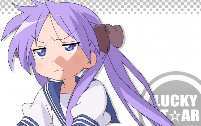 Обои картинки фото аниме, lucky star, фон, взгляд, девушка