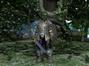 Картинка 3д+графика существа+ creatures взгляд эльф фон оружие