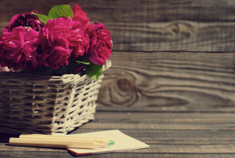 Картинка цветы розы корзинка