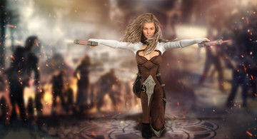 Картинка 3д+графика фантазия+ fantasy пистолет девушка фон