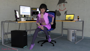 обоя 3д графика, люди , people, фон, взгляд, девушка