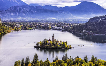 Картинка города блед+ словения bled lake озеро блед остров