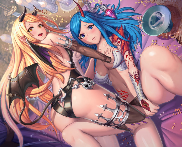 Обои картинки фото аниме, ангелы,  демоны, девушки