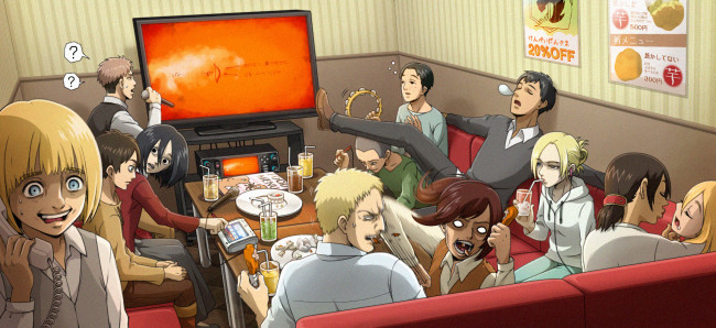 Обои картинки фото аниме, shingeki no kyojin, атака, титанов