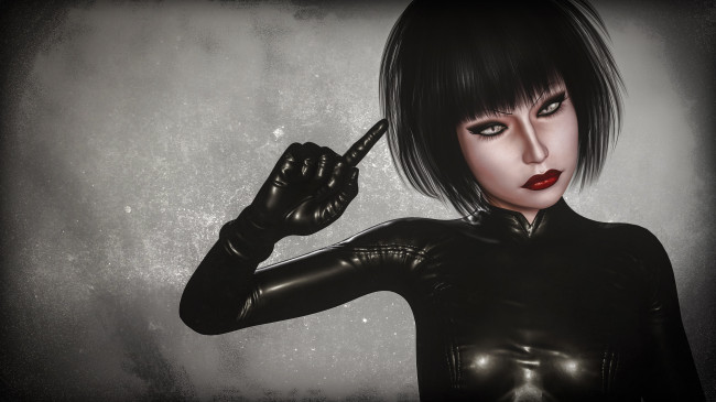 Обои картинки фото 3д графика, люди , people, взгляд, девушка, фон