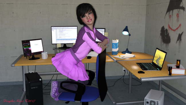 Обои картинки фото 3д графика, люди , people, взгляд, девушка, фон