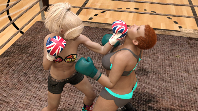 Обои картинки фото 3д графика, спорт , sport, бокс, ринг, фон, взгляд, девушки