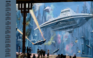 Картинка календари фэнтези люди звездолет