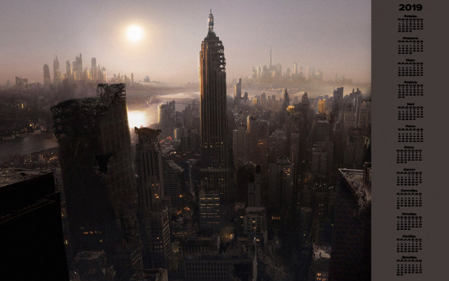 Обои картинки фото календари, фэнтези, город, небоскреб