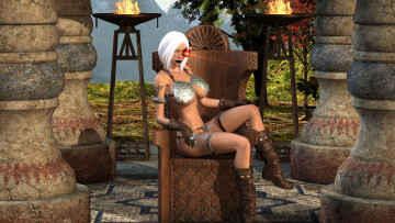 Картинка 3д+графика фантазия+ fantasy девушка фон взгляд трон латы