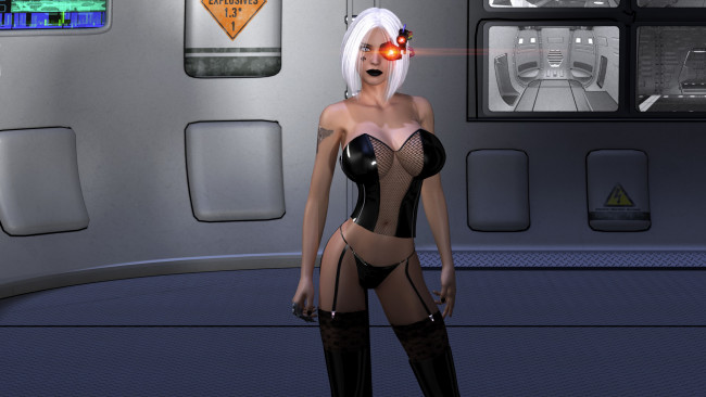 Обои картинки фото 3д графика, фантазия , fantasy, девушка, фон, взгляд, корсет, чулки