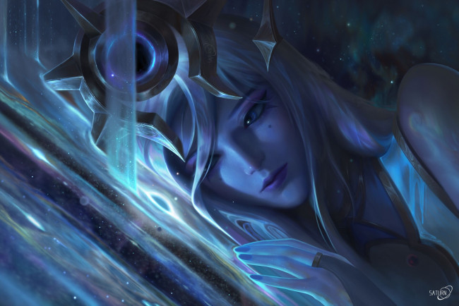 Обои картинки фото видео игры, league of legends, лицо, магия, космос, lux