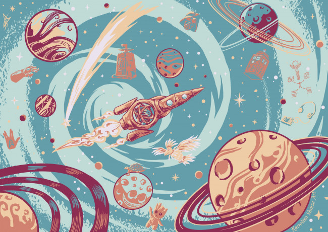 Обои картинки фото рисованное, кино,  мультфильмы, космос, планеты, пепелац, грут, говорун