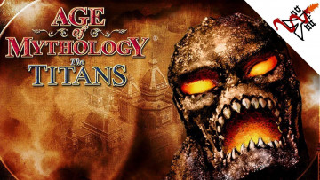 обоя видео игры, age of mythology, титан, монстр, город