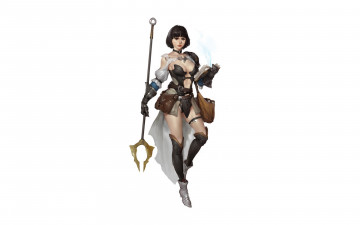 Картинка фэнтези девушки девушка посох книга сумка плащ