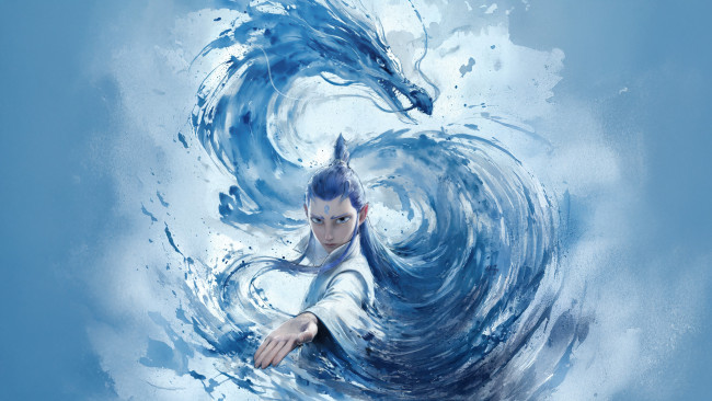 Обои картинки фото мультфильмы, ne zha zhi mo tong nao hai, ne, zha, zhi, mo, tong, nao, hai, нэчжа, побеждает, царя, драконов