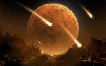 Картинка фэнтези иные миры времена планета метеоры