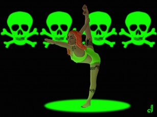 Картинка 3д графика creatures существа девушка гимнастика черепа