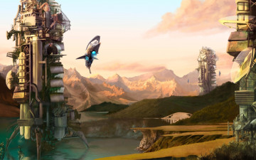 Картинка фэнтези иные миры времена межпланетный корабль