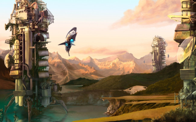 Обои картинки фото фэнтези, иные, миры, времена, межпланетный, корабль