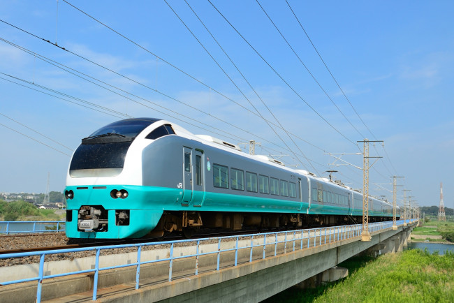 Обои картинки фото техника, поезда, мост, эстакада, поезд