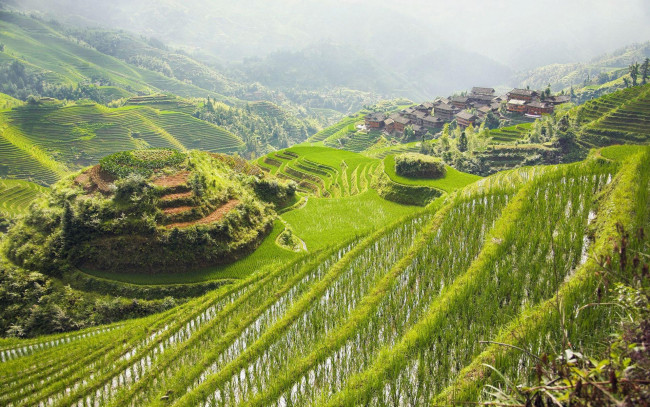 Обои картинки фото природа, поля, горы