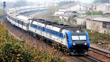 Картинка техника поезда электровоз рельсы железная дорога вагоны состав