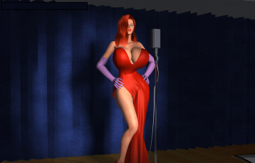 Картинка 3д+графика люди+ people взгляд фон микрофон девушка