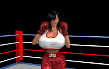 Картинка 3д+графика люди+ people ринг грудь фон взгляд девушка