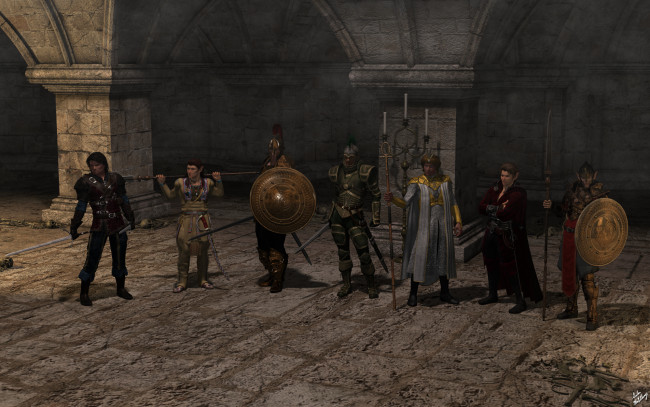 Обои картинки фото 3д графика, фантазия , fantasy, эльфы, оружие, фон, взгляд