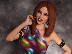 Картинка 3д+графика люди+ people девушка рыжая фон взгляд