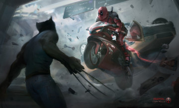 Картинка рисованное комиксы wolverine marvel deadpool росомаха дэдпул