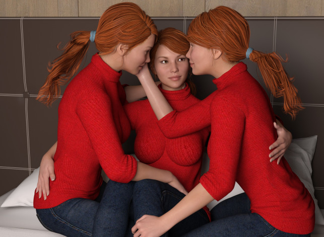 Обои картинки фото 3д графика, люди , people, фон, взгляд, девушки