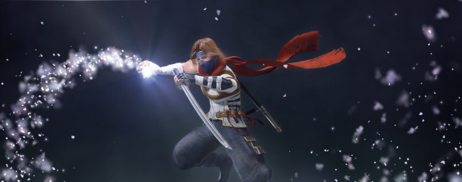 Обои картинки фото 3д графика, фантазия , fantasy, оружие, фон, взгляд, парень