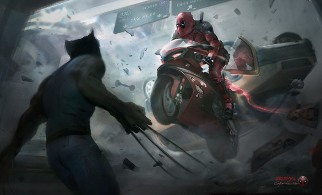 Обои картинки фото рисованное, комиксы, wolverine, marvel, deadpool, росомаха, дэдпул