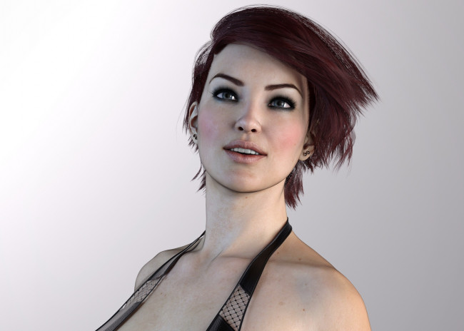 Обои картинки фото 3д графика, портрет , portraits, девушка, фон, взгляд