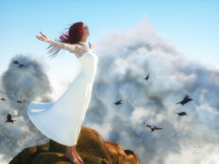 Картинка 3д+графика люди+ people девушка взгляд фон