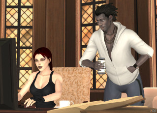 Картинка 3д+графика люди+ people парень девушка взгляд фон