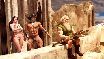 Картинка 3д+графика фантазия+ fantasy фон парень взгляд девушка