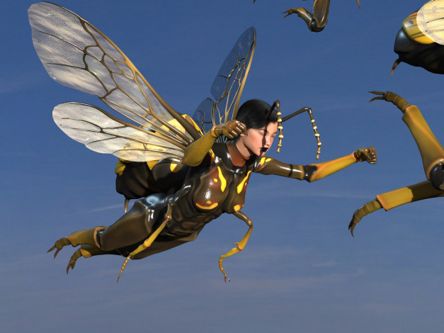 Обои картинки фото 3д графика, существа , creatures, фон, взгляд, девушка